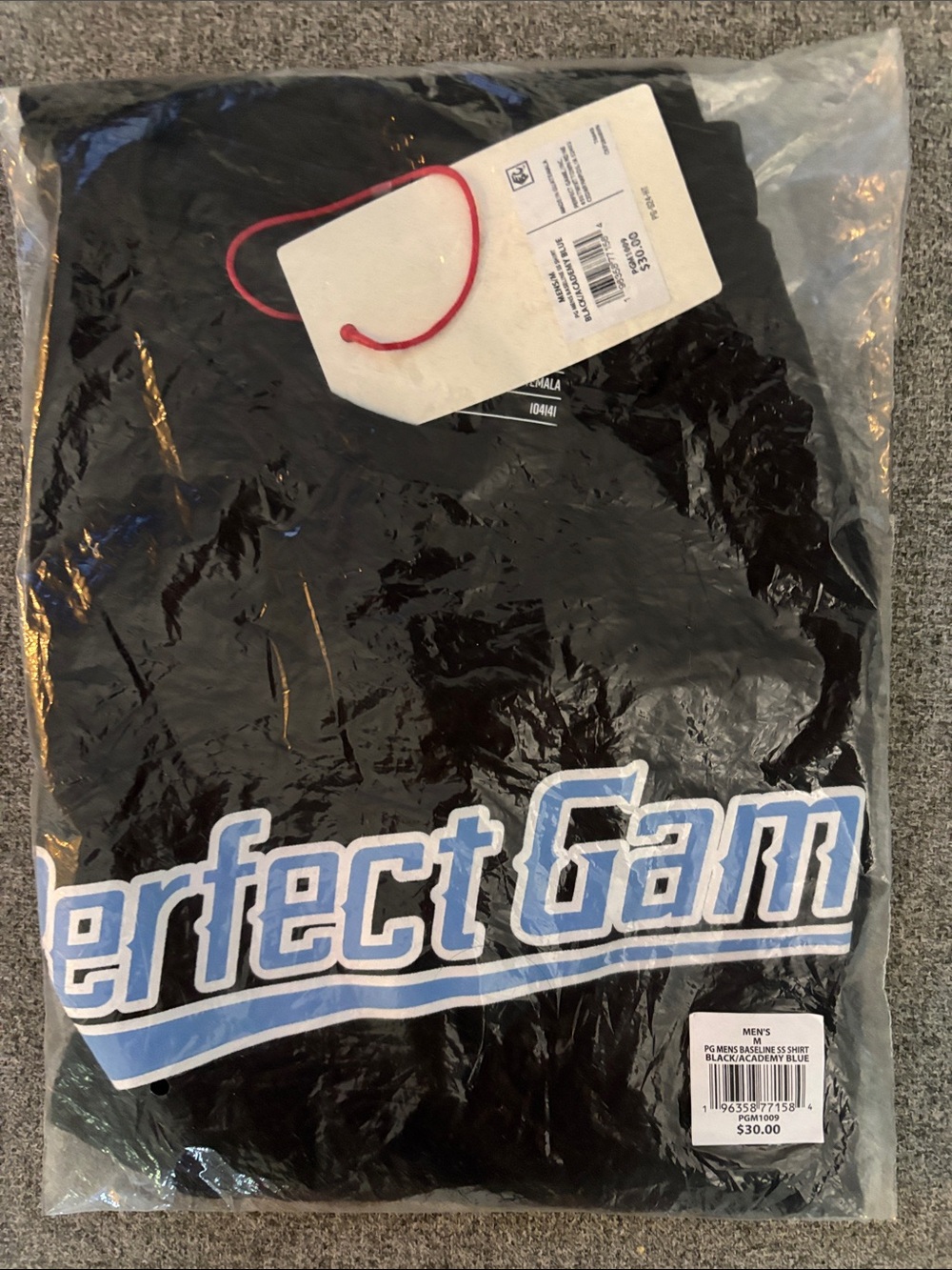 Perfect Game Men's Black Short Sleeve Tee with Blue Logo